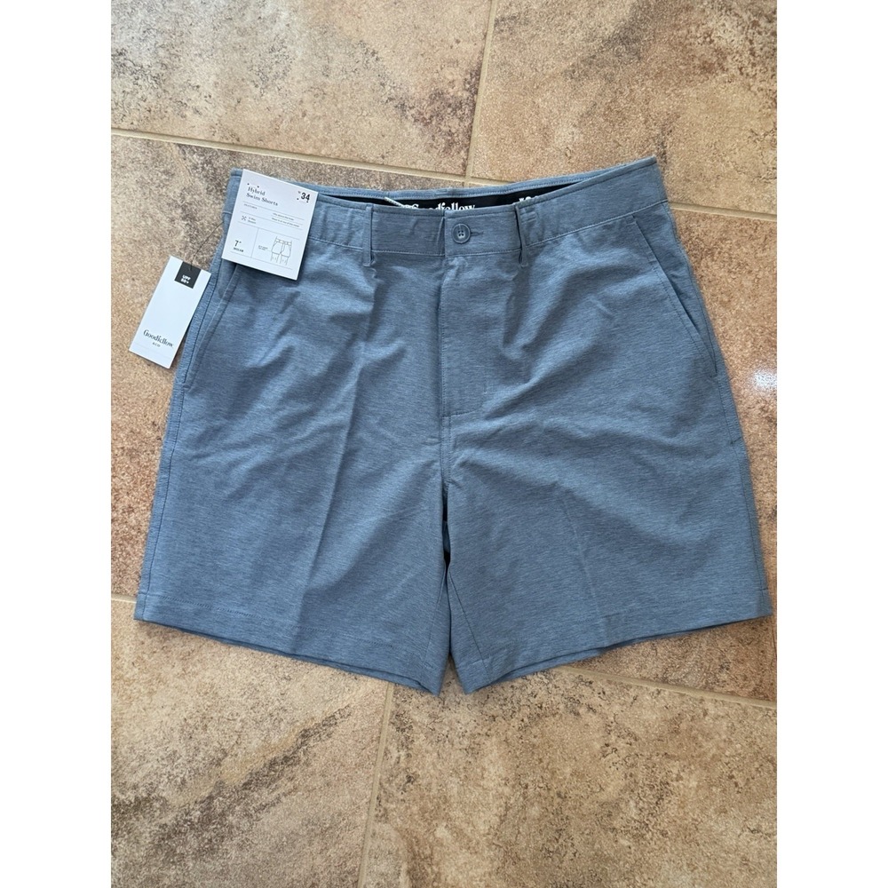 Goodfellow & Co Men's 7" Blue Hybrid Swim Shorts UPF 50+ Size 34 NWT
